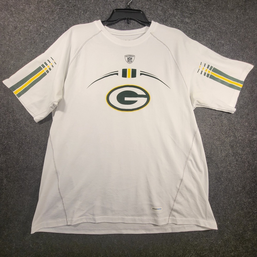 Green Bay Packers Reebok White Short Sleeve T-shirt NFL Men's Medium